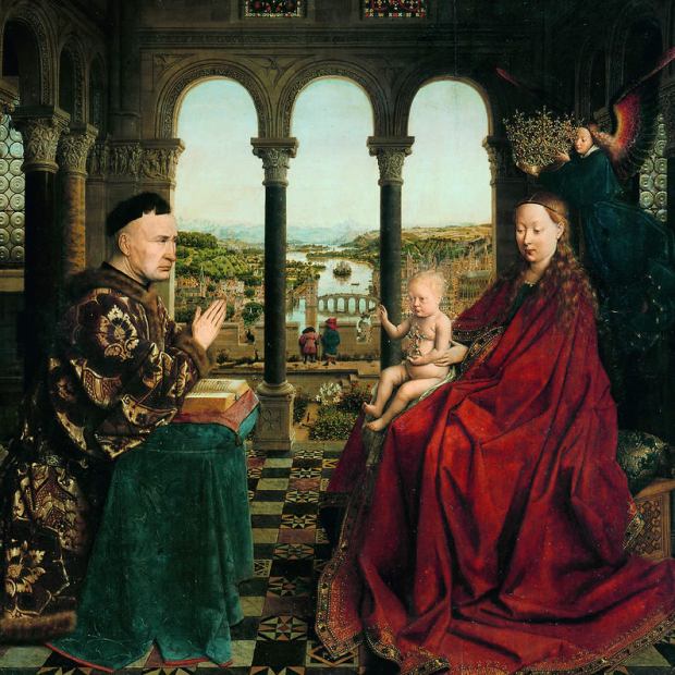 Van Eyck La Vierge au chancelier Rolin, 66 x 62 cm, XV ème siècle, Louvre